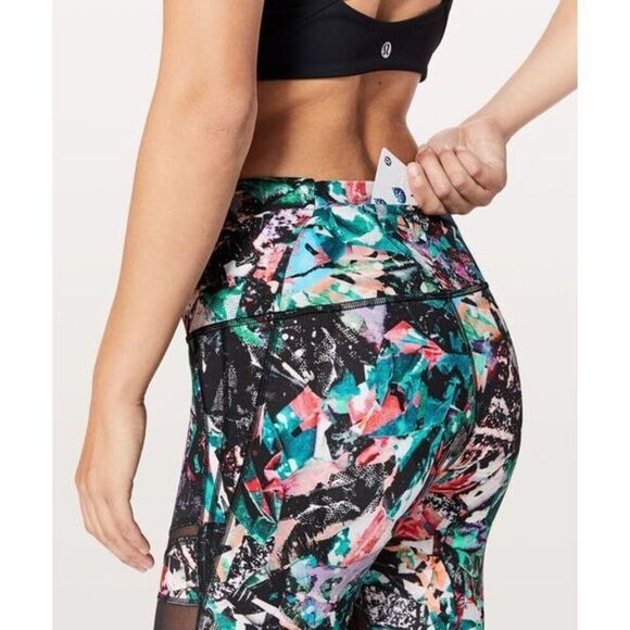 Lululemon Wunder Under High Rise Legging Black Floral Mesh Size 2 - Picture 4 of 15